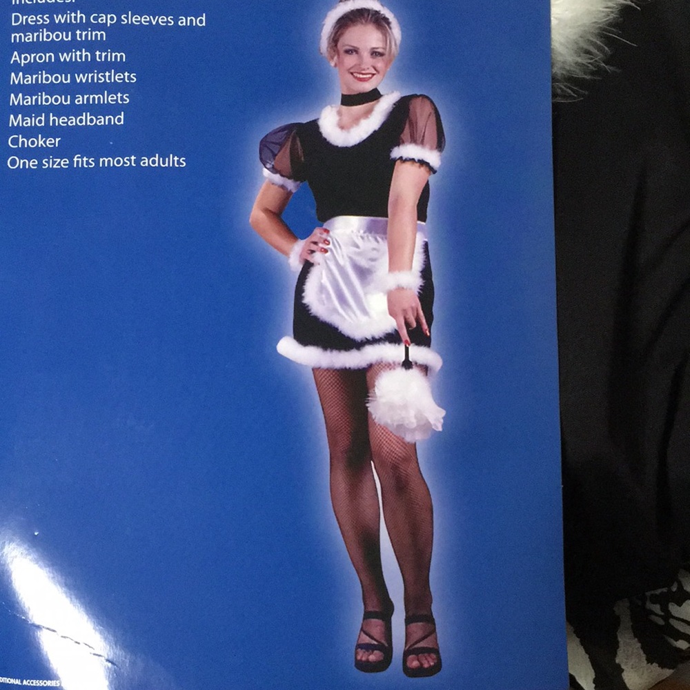 New Womens 8pc Duster Maid Halloween Costume O/S Should fit some S/M/L